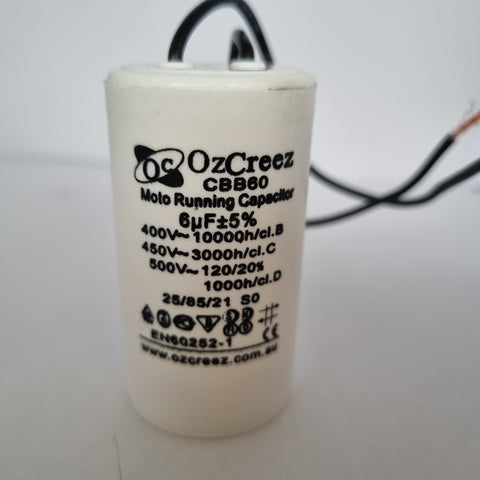 CBB60 6uF 450V 50/60Hz 2 Wire Capacitor Motor Start Run Capacitor HVAC Washer Dryer Pump Compressor