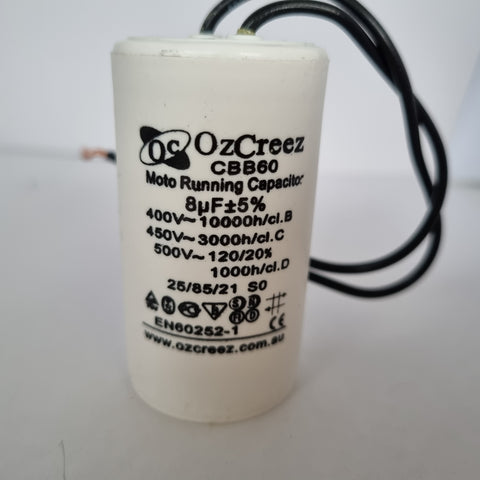 CBB60 8uF 450V 50/60Hz 2 Wire Capacitor Motor Start Run Capacitor HVAC Washer Dryer Pump Compressor