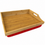 100% Bamboo Lap Tray with Cushion: Dinner / Breakfast Tray, Stable Table, Serving Tray Laptray, Gift, Design # Natural Bamboo (Red)