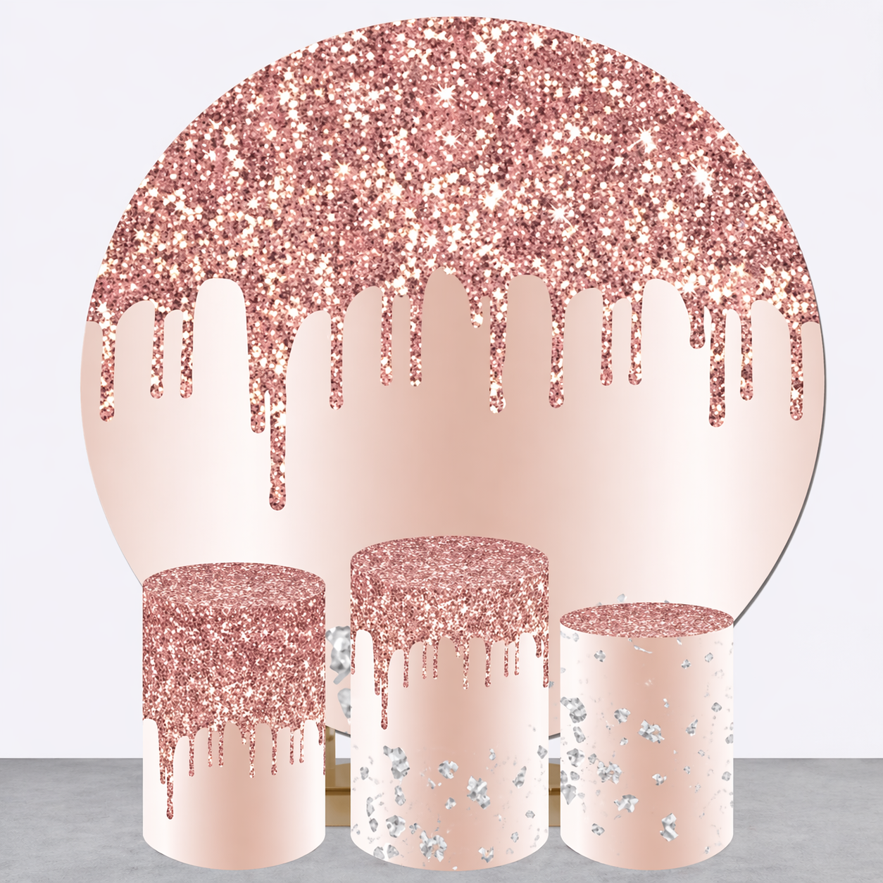 Backdrop and Plinths Cover- Pink Glitter