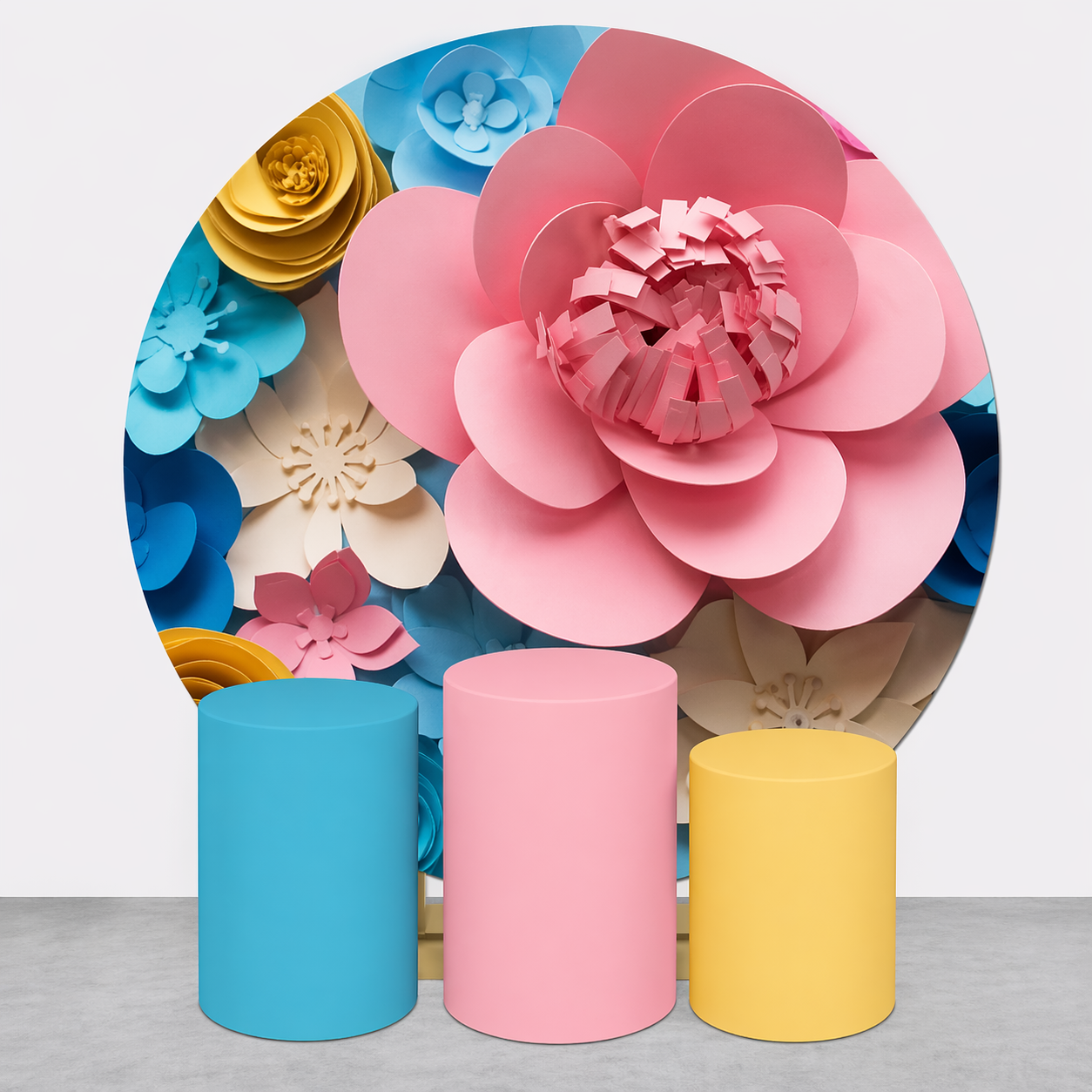 Backdrop and Plinths Cover- Pink Blue Art