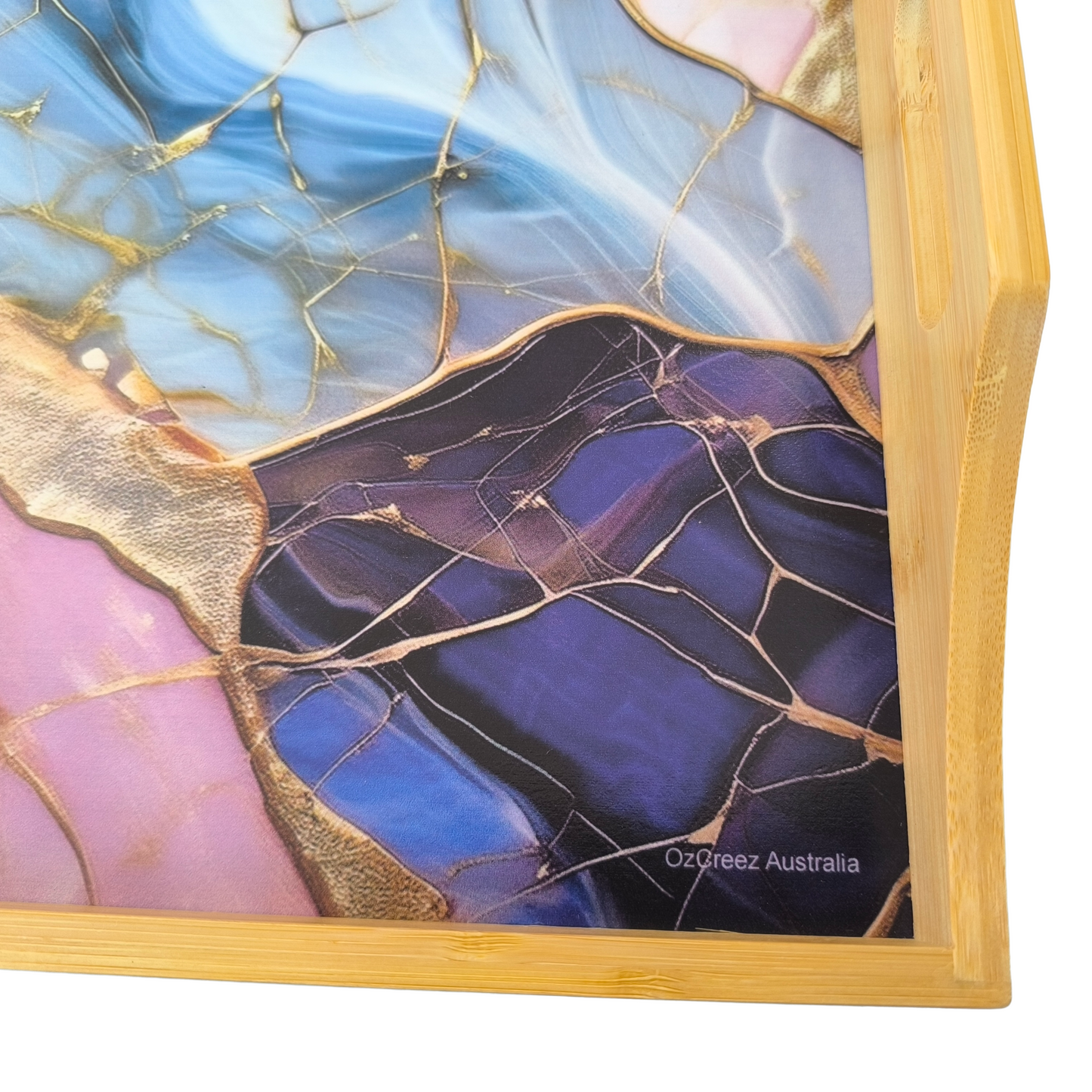 100% Bamboo Lap Tray with Cushion: Dinner / Breakfast Tray, Stable Table, Serving Tray Laptray, Gift, Design # Gilt Marble