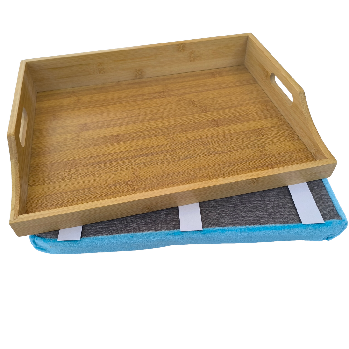 100% Bamboo Lap Tray with Cushion: Dinner / Breakfast Tray, Stable Table, Serving Tray Laptray, Gift, Design # Natural Bamboo