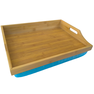 100% Bamboo Lap Tray with Cushion: Dinner / Breakfast Tray, Stable Table, Serving Tray Laptray, Gift, Design # Natural Bamboo