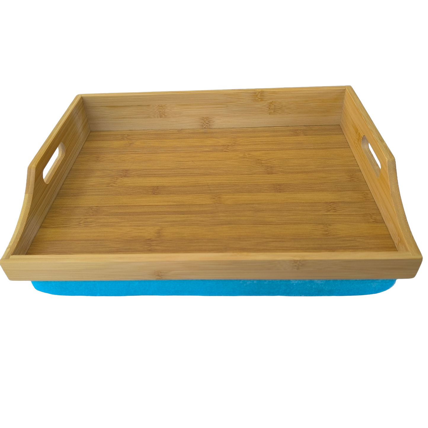 100% Bamboo Lap Tray with Cushion: Dinner / Breakfast Tray, Stable Table, Serving Tray Laptray, Gift, Design # Natural Bamboo
