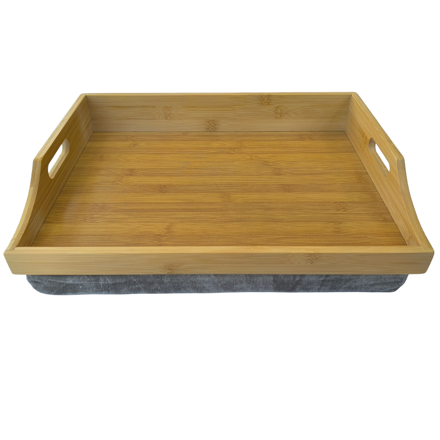 100% Bamboo Lap Tray with Cushion: Dinner / Breakfast Tray, Stable Table, Serving Tray Laptray, Gift, Design # Natural Bamboo