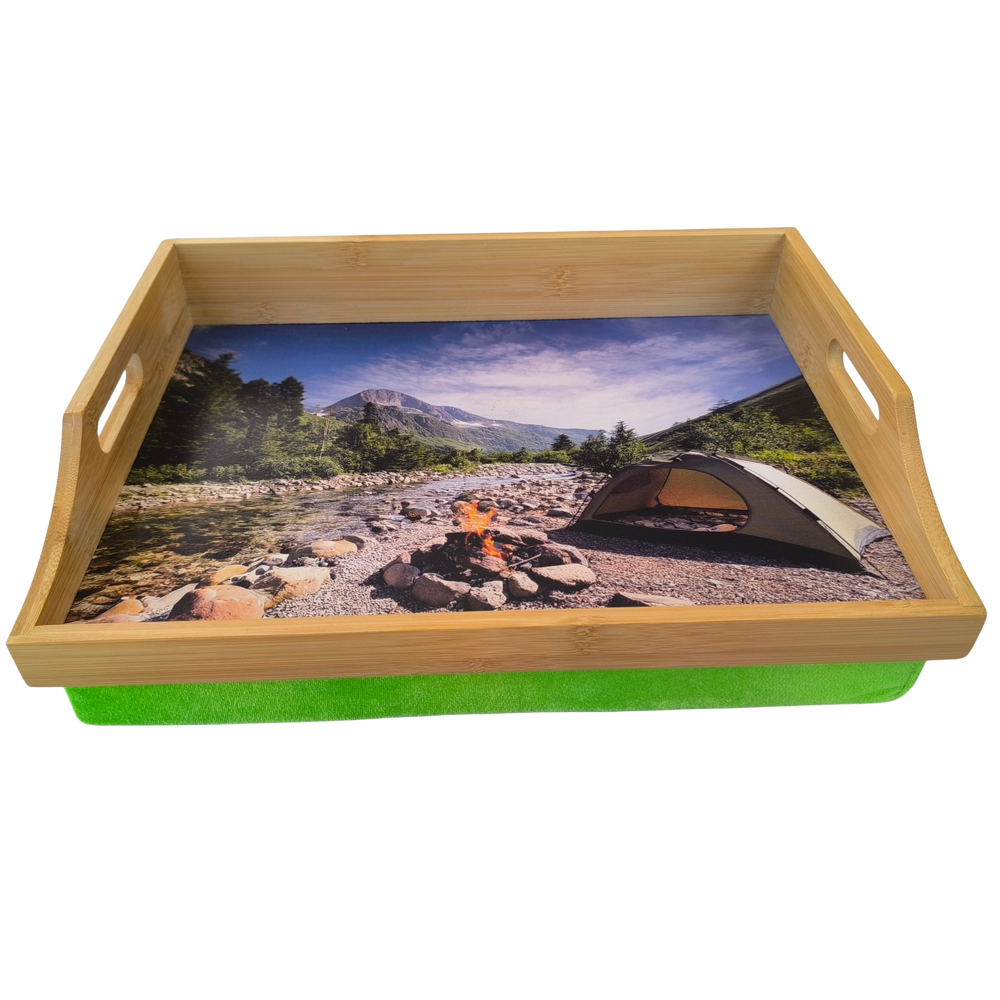 100% Bamboo Lap Tray with Cushion: Dinner / Breakfast Tray, Stable Table, Serving Tray Laptray, Gift, Design # Nature Nourishment