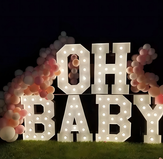Large Metal LED Letters – “OH BABY” – Local Pickup Only
