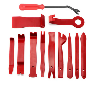 12pcs car panel and window removal tool kit  durable, portable, and scratch-free (Red)