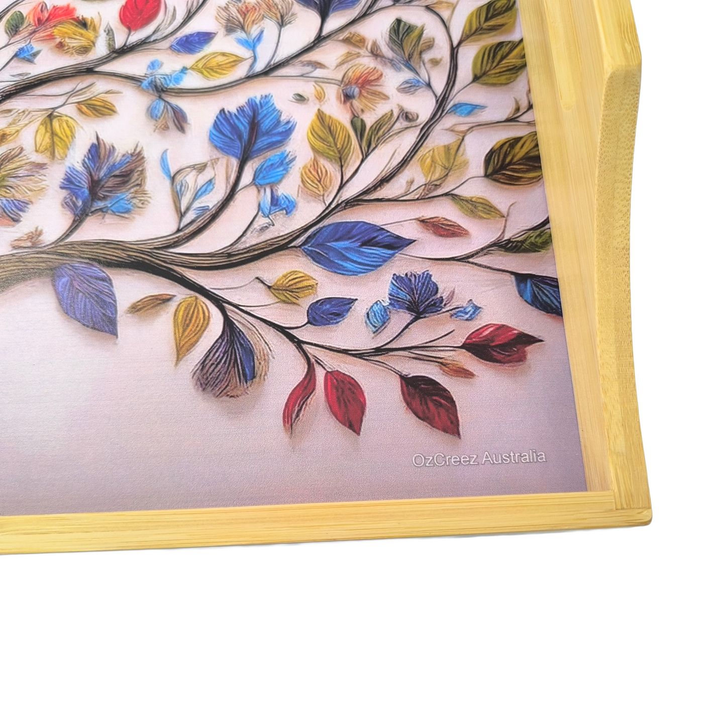 100% Bamboo Lap Tray with Cushion: Dinner / Breakfast Tray, Stable Table, Serving Tray Laptray, Gift, Design # Tree of Life