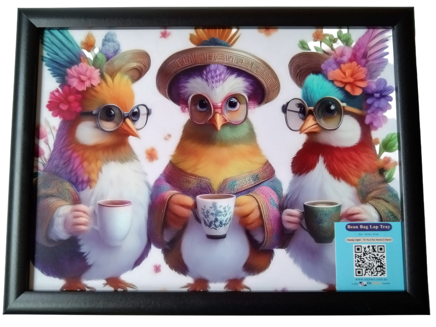 Bean Bag Lap Tray Table TV Dinner Stable Table Breakfast Serving Tray Laptray Design, Ideal Gift, Design # festivo Feathered