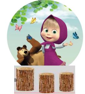 Backdrop & 3pcs Plinths Cover - Masha Bear