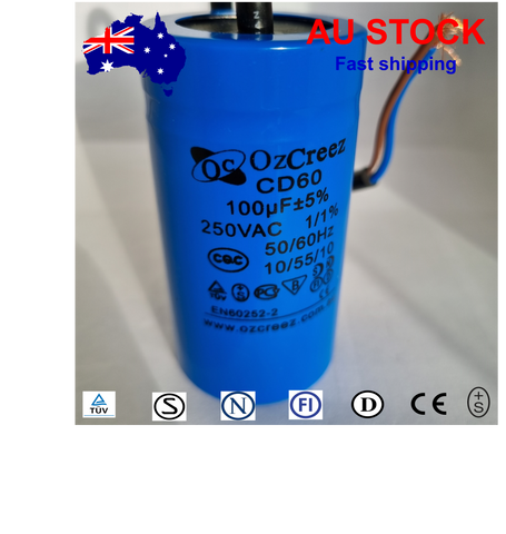 100uF 250VAC / 450VAC CD60 AC Motor Capacitor Starting Run Capacitor - AU Stock