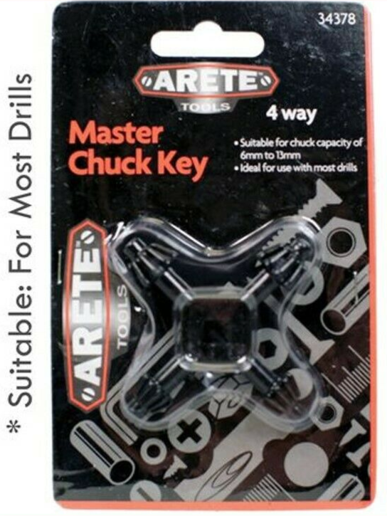Universal Master Chuck Key 4 Way ARETE Tools Drill Chuck