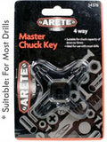 Universal Master Chuck Key 4 Way ARETE Tools Drill Chuck