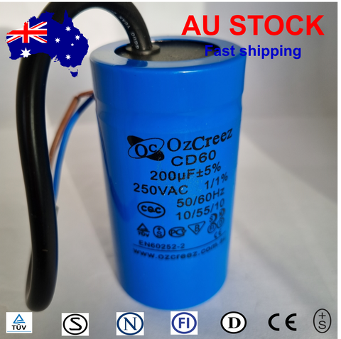 Original High Quality Motor Start Run Capacitor CD60 200uF 250V / 450V 50/60Hz Capacitor - AU