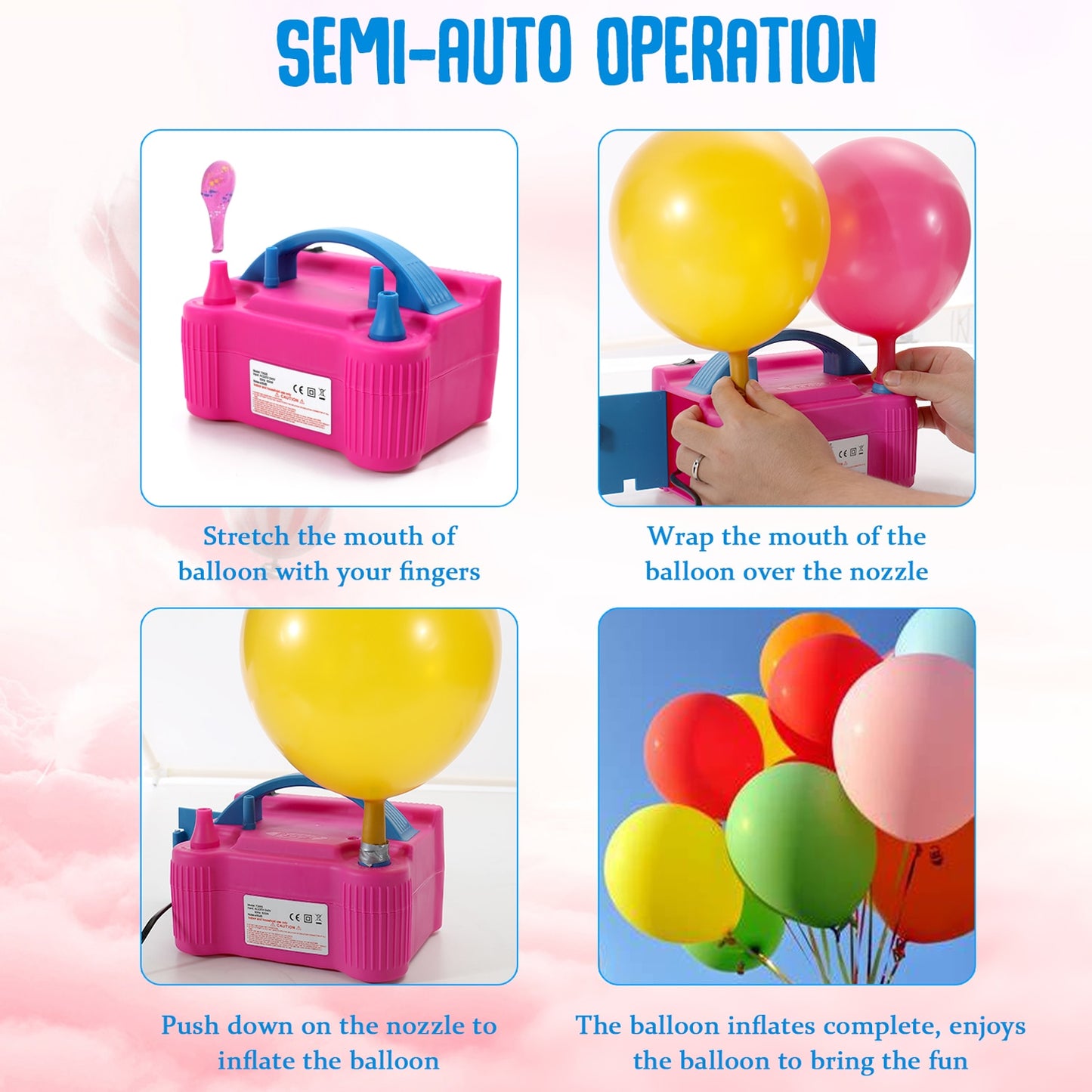 Electric Balloon Air Pump Inflator Dual-Nozzle Machine