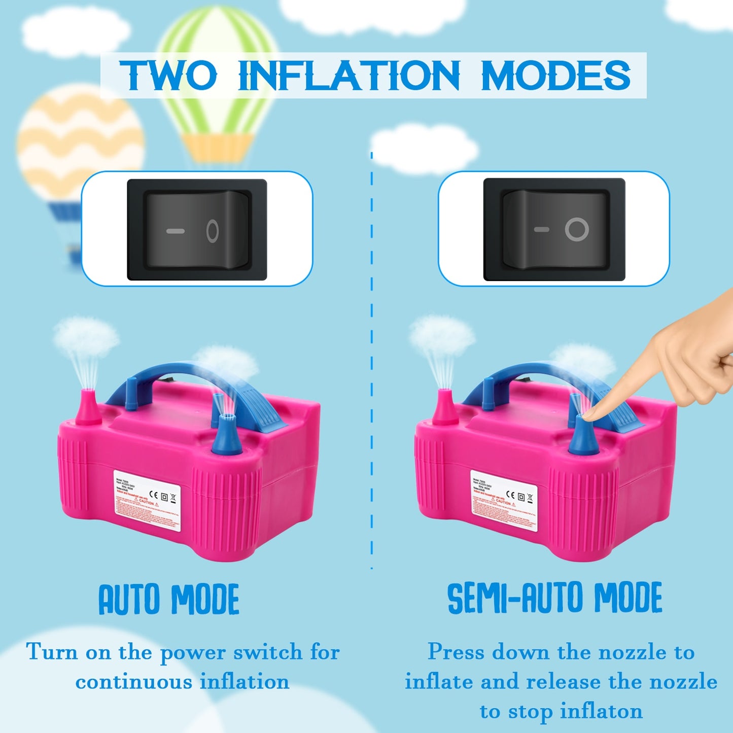 Electric Balloon Air Pump Inflator Dual-Nozzle Machine